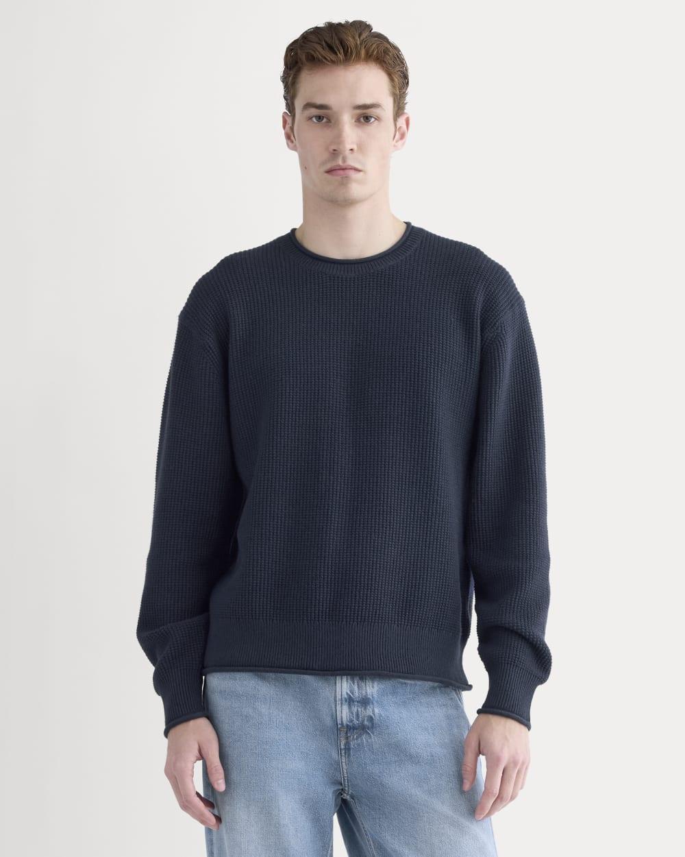Waffle Rollneck Crew in Everyday Cotton | Navy by EVERLANE