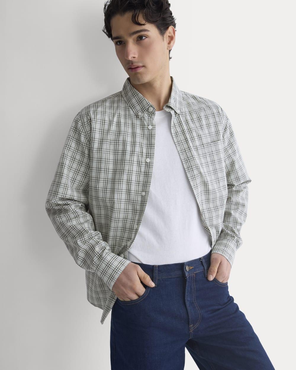 Washed Poplin Shirt | Skywriting/Multi by EVERLANE
