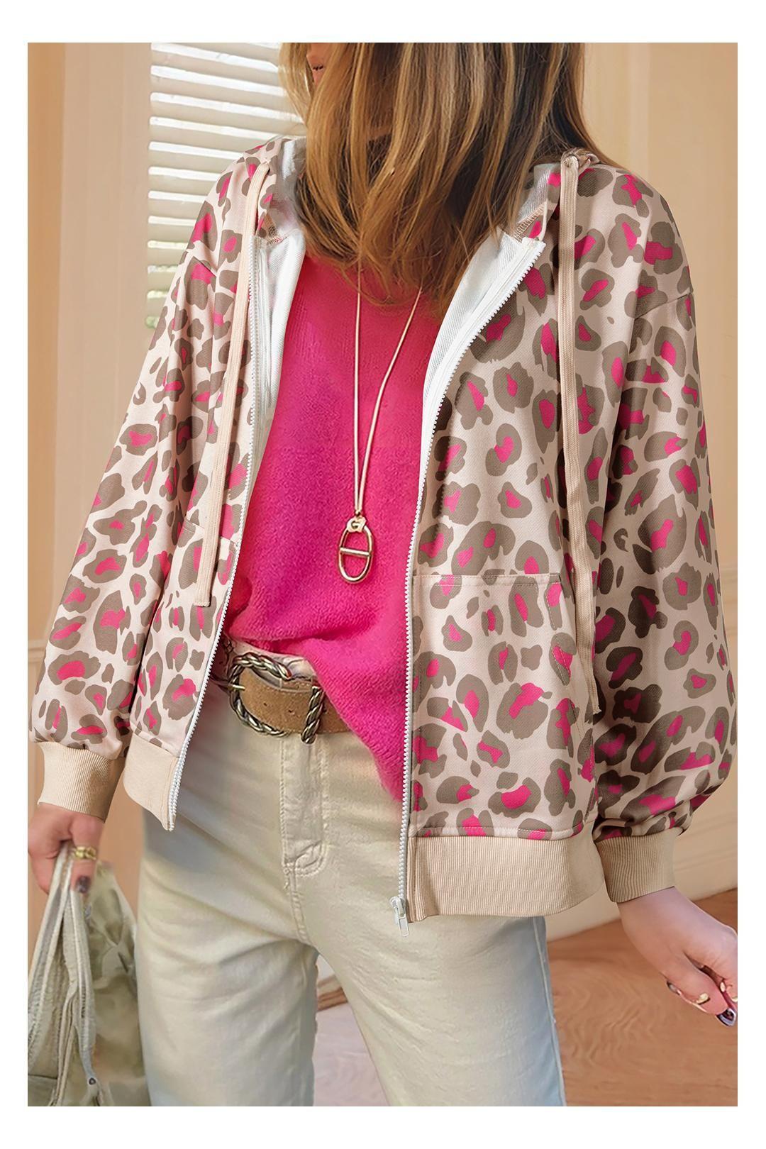 Animal Print Zip Up Hoodie by EVERYDAY THE LABEL