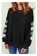 Black Sequin Clover Patched Drop Shoulder Sweatshirt by EVERYDAY THE LABEL Black Sequin Clover Patched Drop Shoulder Sweatshirt by EVERYDAY THE LABEL