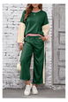 Blackish Green 2pcs Color Block Pullover Loose Pant Set by EVERYDAY THE LABEL