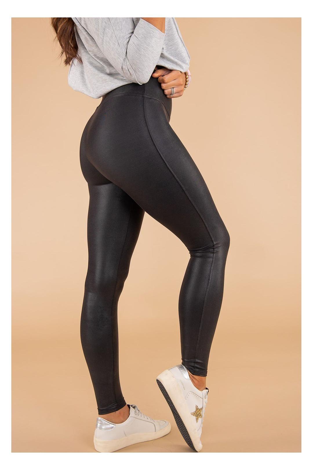 High-waisted Shiny Leggings - Black by EVERYDAY THE LABEL