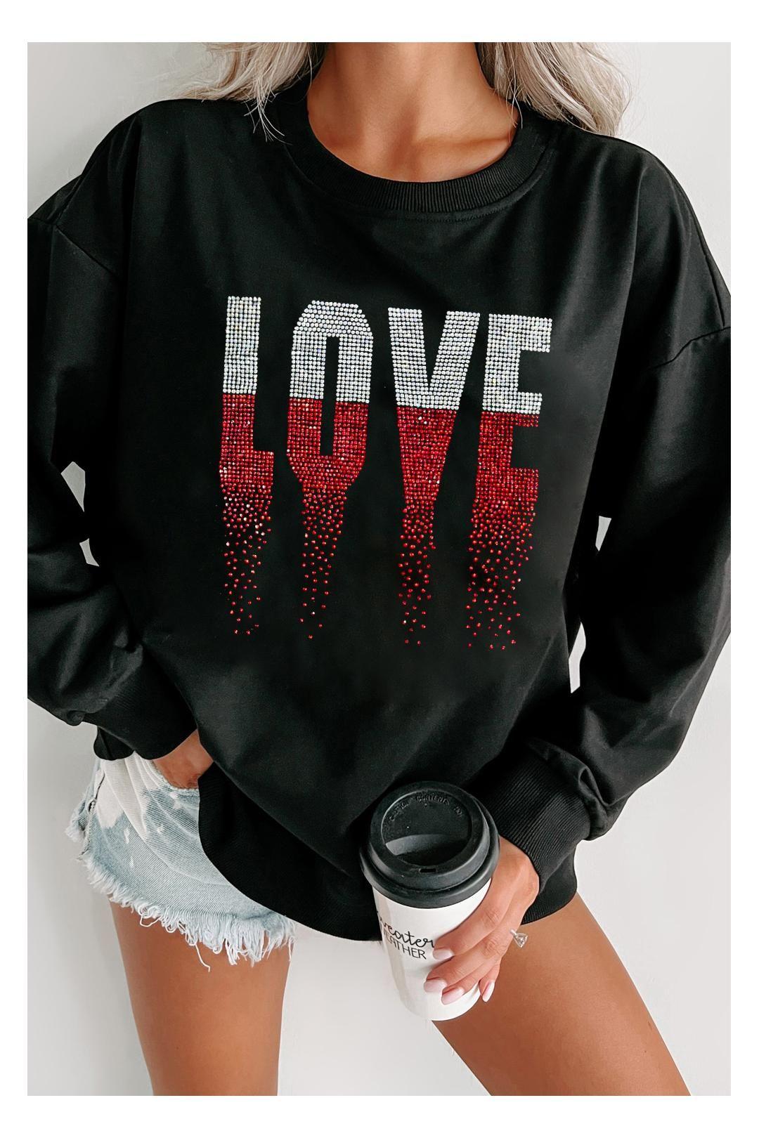 Love Rhinestone Sweatshirt by EVERYDAY THE LABEL