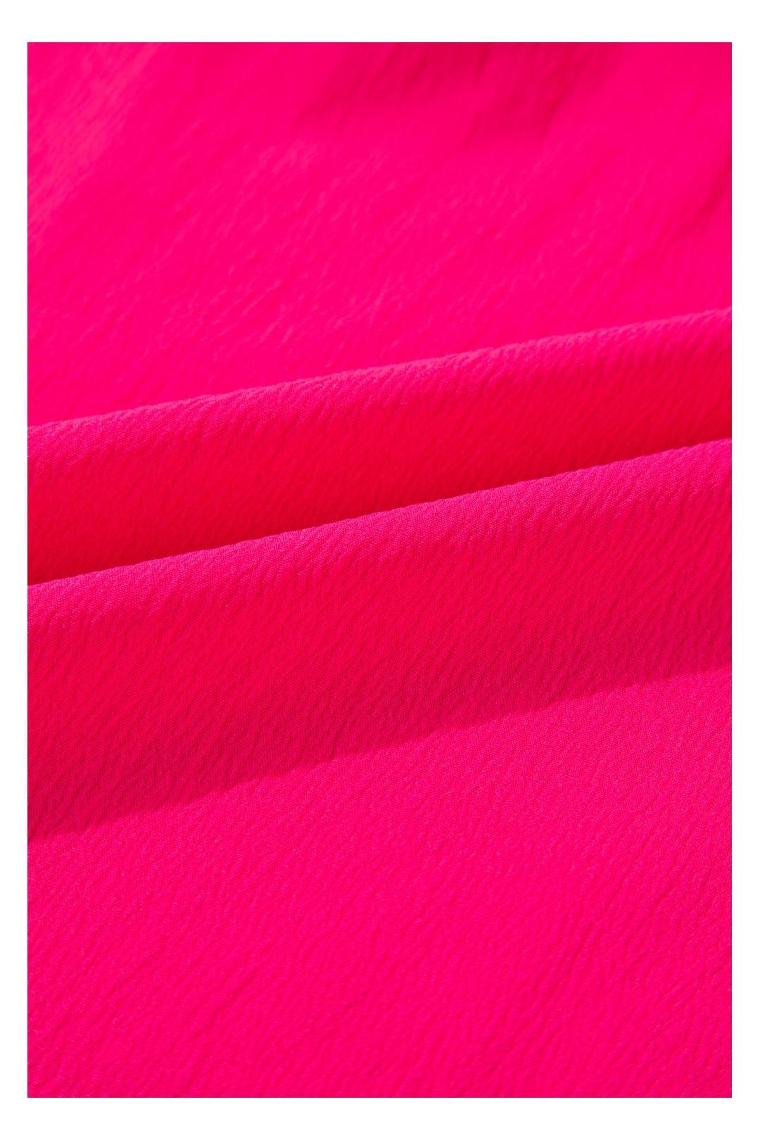 Strawberry Pink Floral Embroidered Flutter Sleeve Pleated O Neck Plus by EVERYDAY THE LABEL