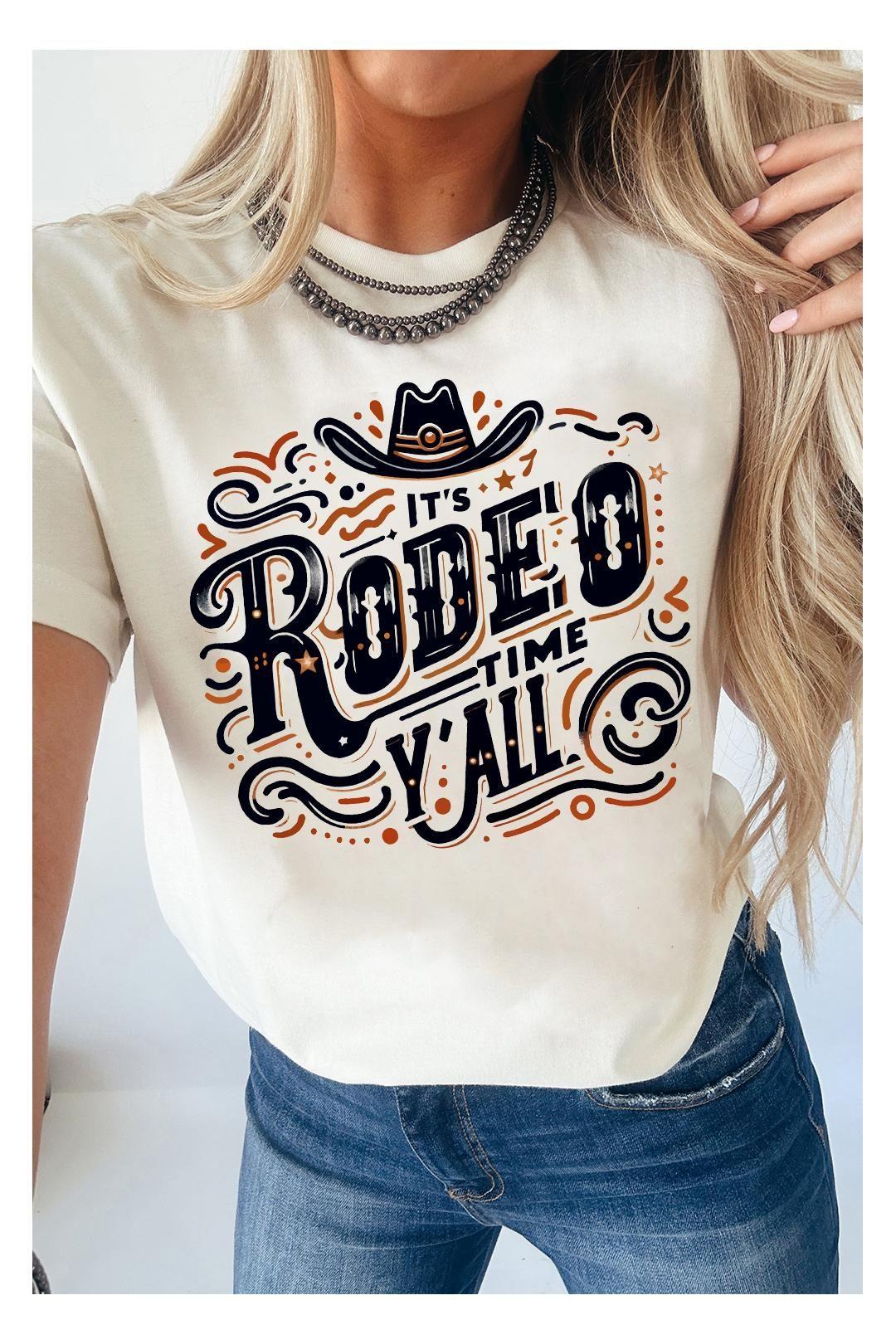 White ITS RODEO TIME YALL Western Graphic T Shirt by EVERYDAY THE LABEL White ITS RODEO TIME YALL Western Graphic T Shirt by EVERYDAY THE LABEL