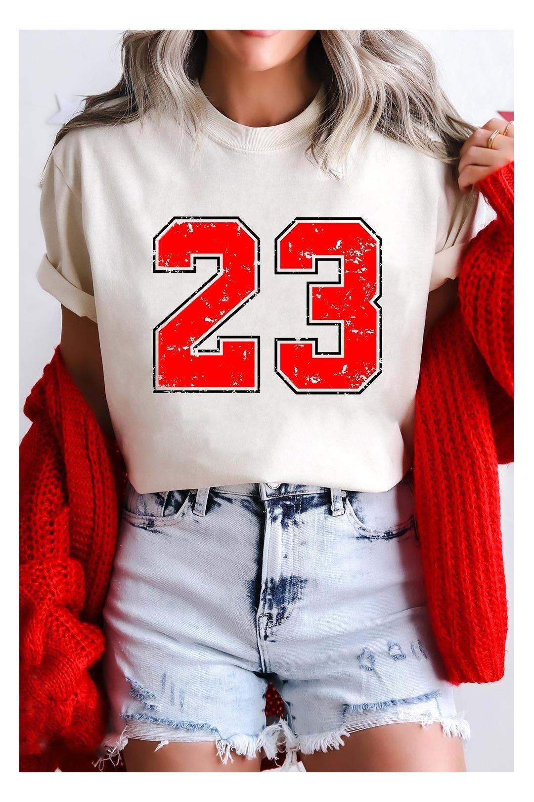 White Number 23 Cracking Print Casual T Shirt by EVERYDAY THE LABEL