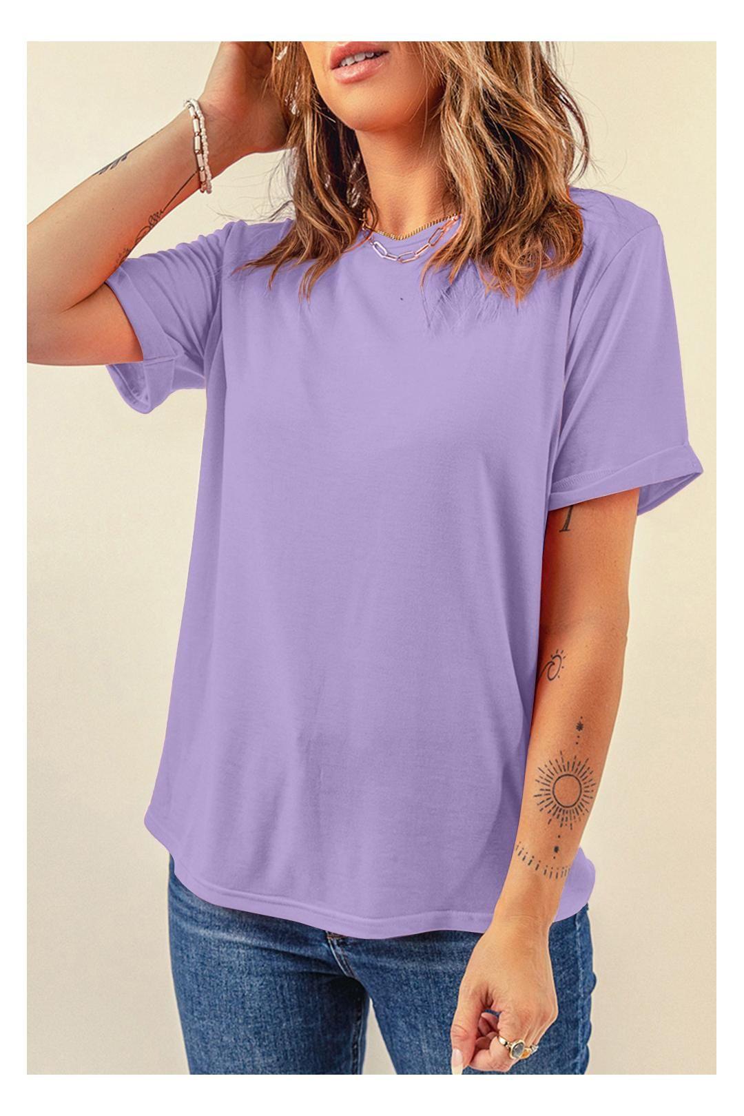 Wisteria Casual Plain Crew Neck Tee by EVERYDAY THE LABEL