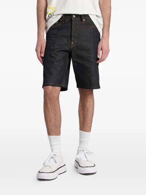 Seagull-print denim shorts by EVISU