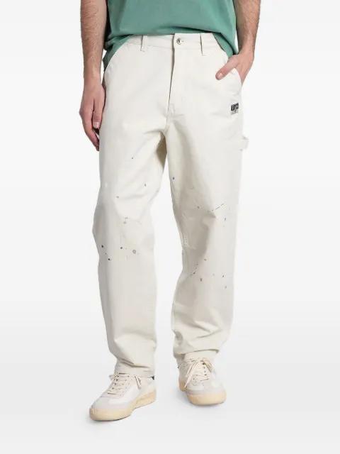 paint-splatter Seagull-print trousers by EVISU