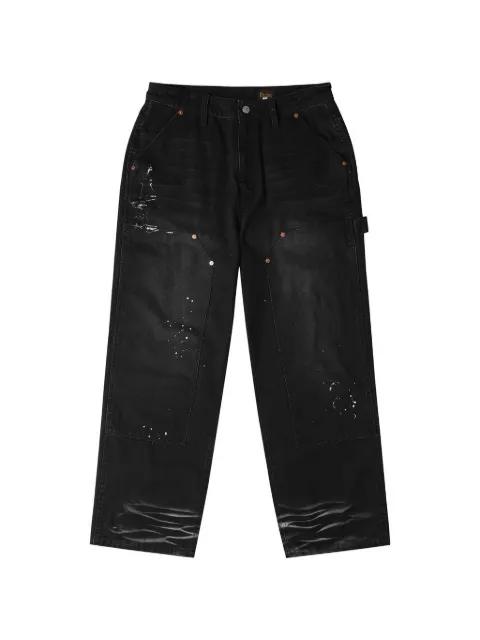seagull-print paint-splatter jeans by EVISU