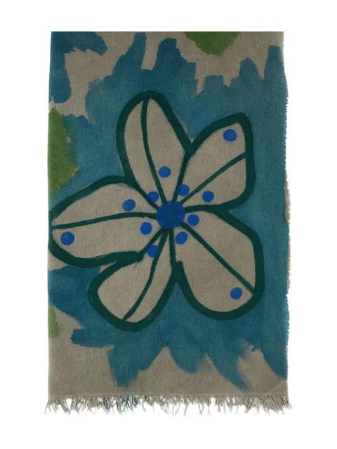 floral-pattern fringed scarf by EXQUISITE J