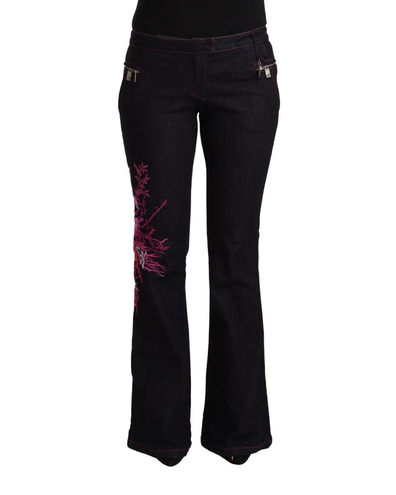 JeansFloral Embroidery- Black Jeans by EXTE