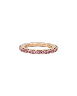 18K Rose Gold Extensible by Demeglio Pink Sapphire Stretch Eternity Band by EXTENSIBLE