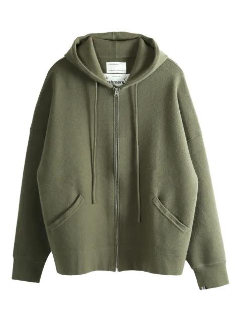 zip-up knitted hoodie by EXTREME CASHMERE
