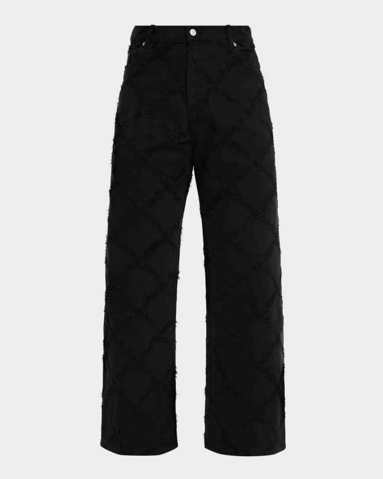 Men's Diamond-Quilted Straight-Leg Denim Pants by EZR