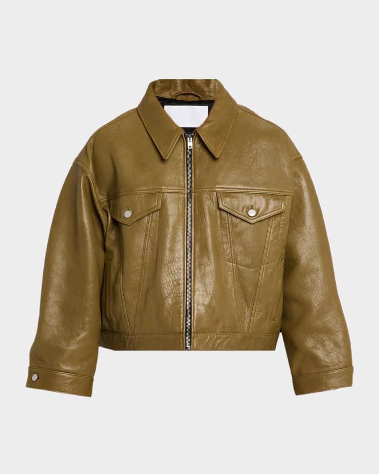 Men's Leather Trucker Jacket by EZR