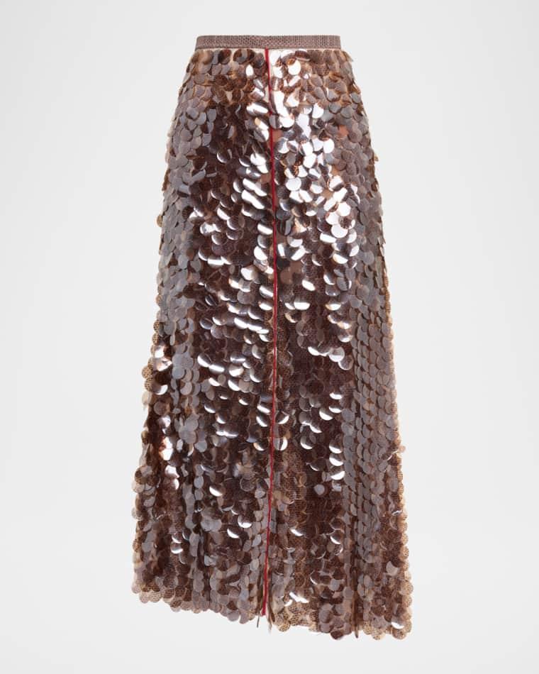 Asymmetric Paillette Midi Skirt by FABIANA FILIPPI