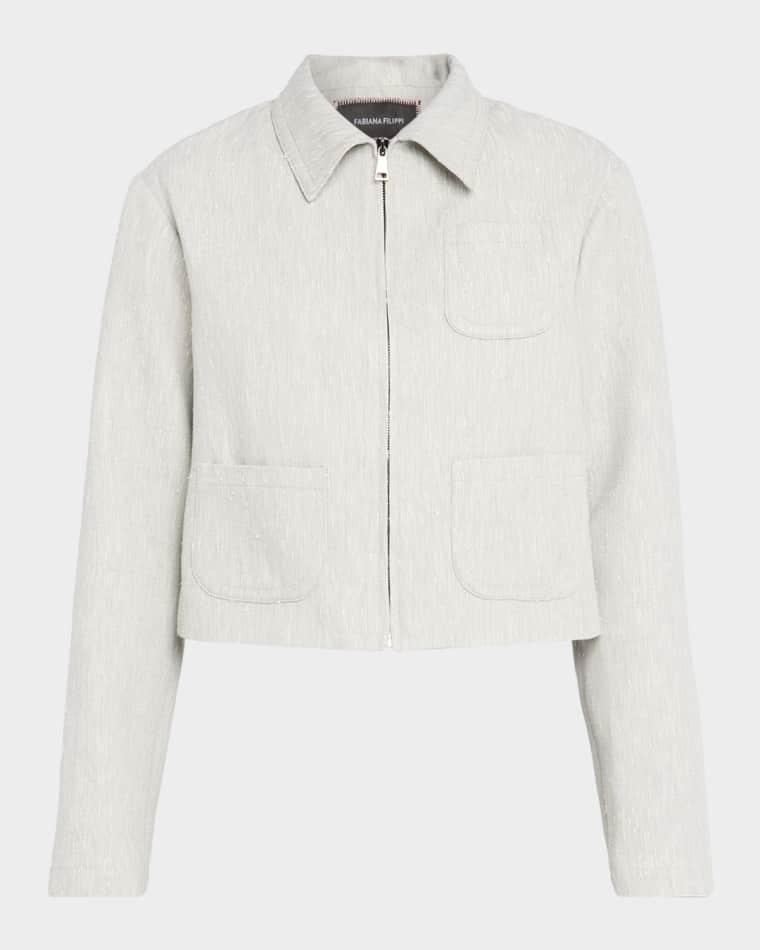 Cropped Zip-Front Fil Coupe Jacket by FABIANA FILIPPI