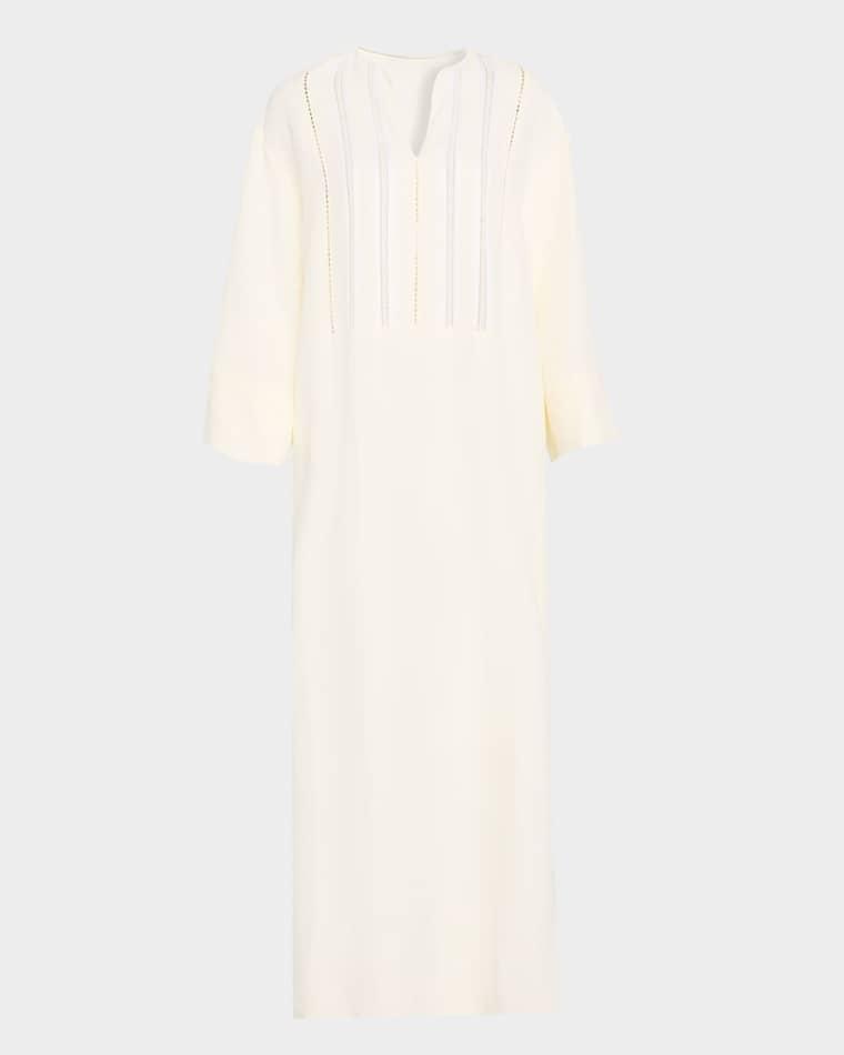 Embroidered Viscose-Linen Tunic Midi Dress by FABIANA FILIPPI