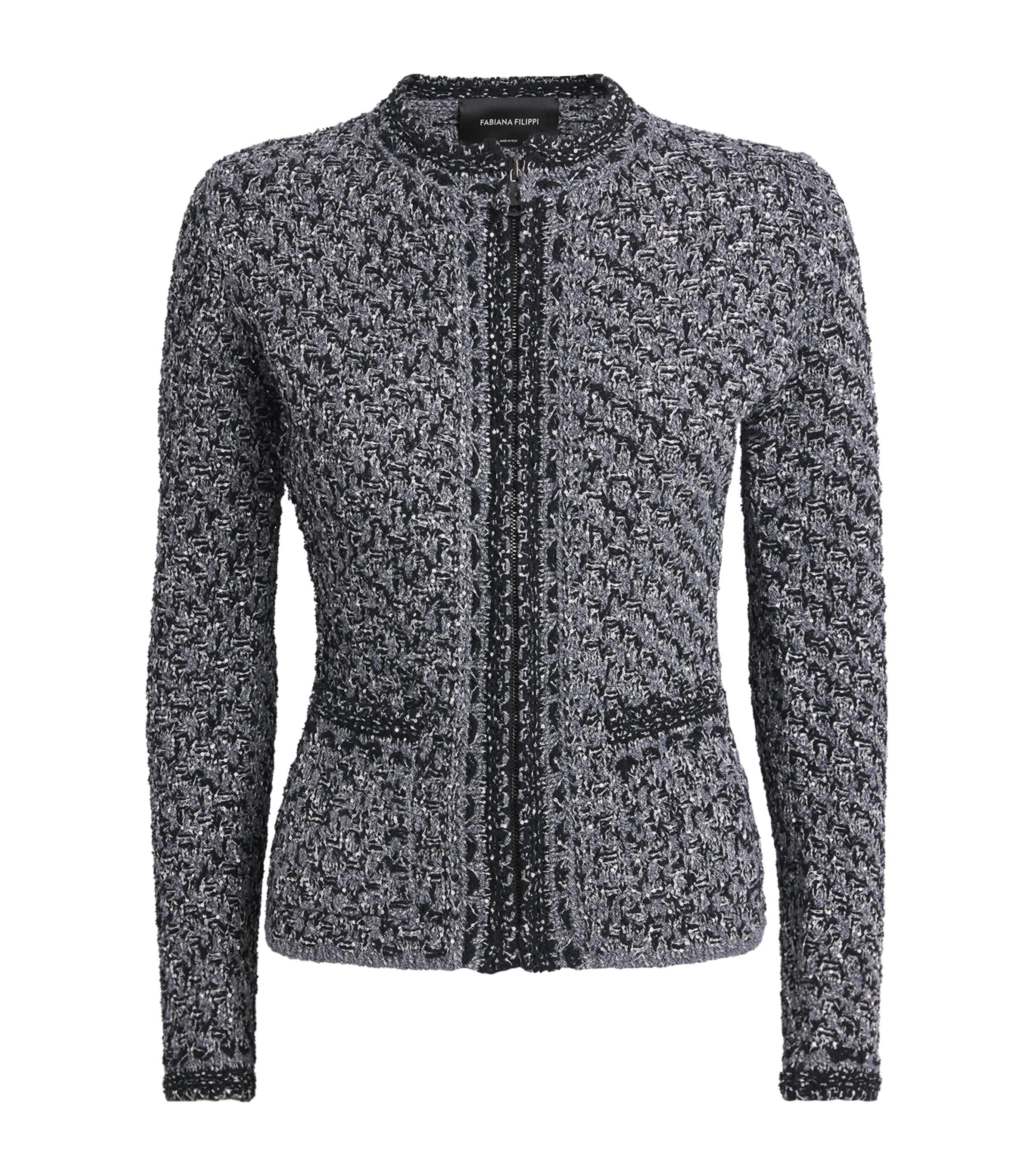 Fabiana Filippi Embellished Tweed Zip-Up Cardigan by FABIANA FILIPPI