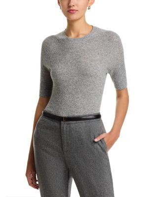 Platinum Wool Blend Ribbed Elbow Sleeve Sweater by FABIANA FILIPPI