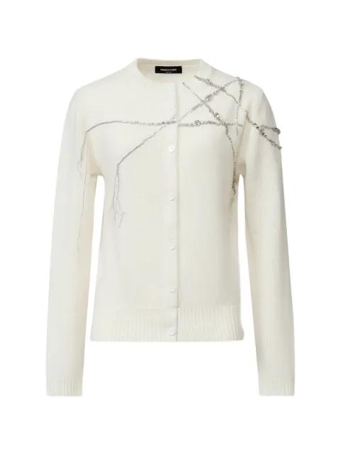 Platinum crystal-embellished cardigan by FABIANA FILIPPI