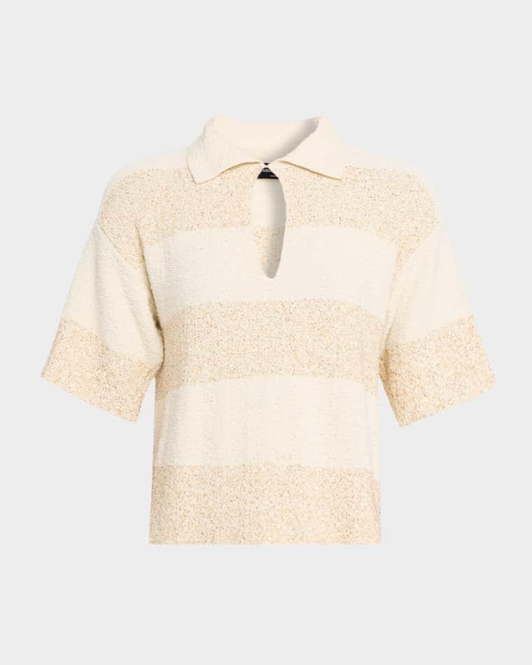 Sequin Striped Boucle-Knit Polo Shirt by FABIANA FILIPPI