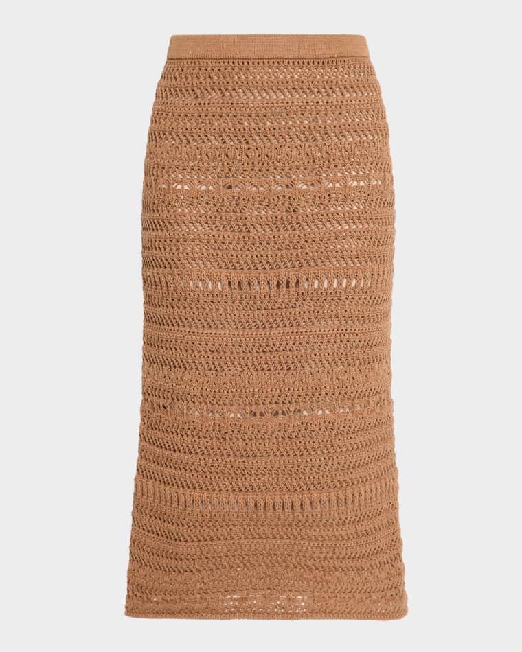 Straight Open-Stitch Sequin Knit Midi Skirt by FABIANA FILIPPI