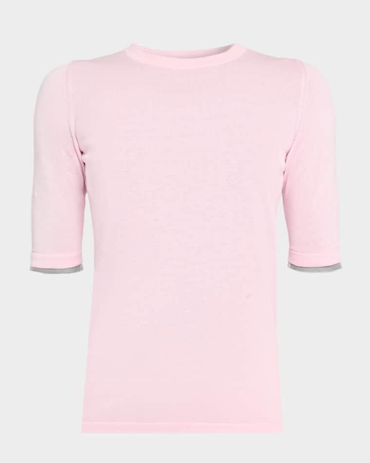 Tulle-Trim Cotton Crewneck Sweater by FABIANA FILIPPI