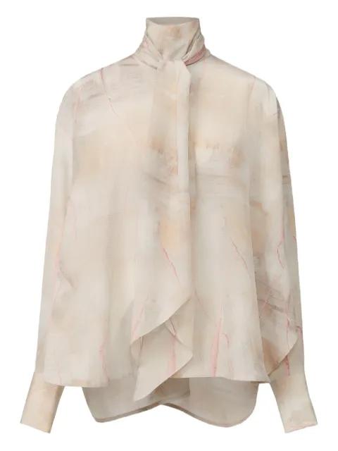 abstract-print tie-neck top by FABIANA FILIPPI