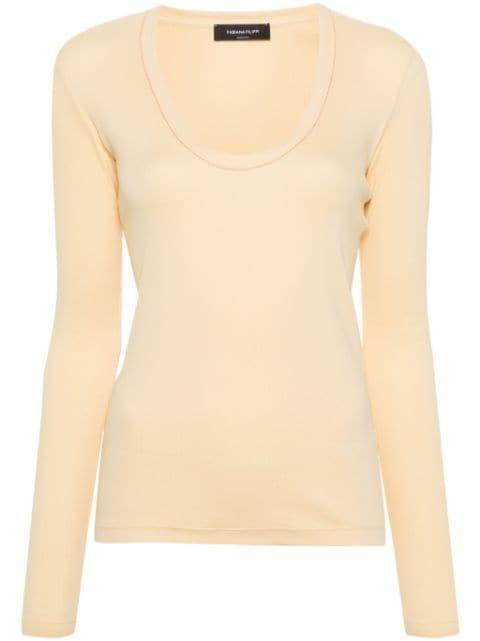 beaded-trim ribbed T-shirt by FABIANA FILIPPI