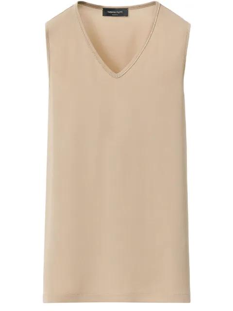 beaded-trim sablé vest by FABIANA FILIPPI