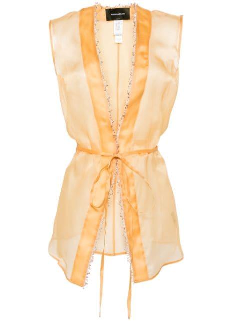 beaded-trim silk gilet by FABIANA FILIPPI