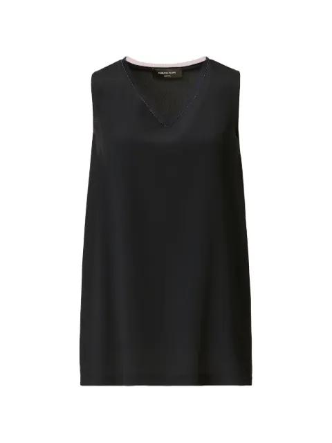 contrast-trim V-neck top by FABIANA FILIPPI