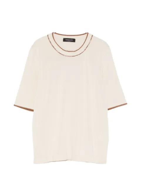 contrast-trim knitted T-shirt by FABIANA FILIPPI
