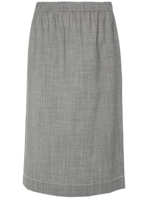 decorative-stitching chambray skirt by FABIANA FILIPPI
