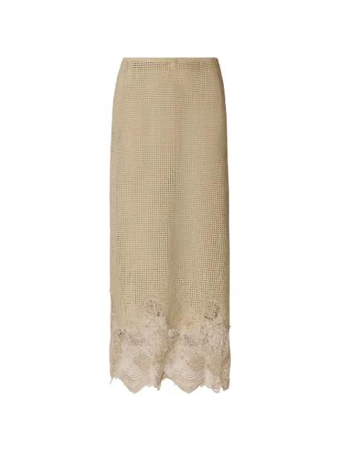 lace-detail perforated midi skirt by FABIANA FILIPPI
