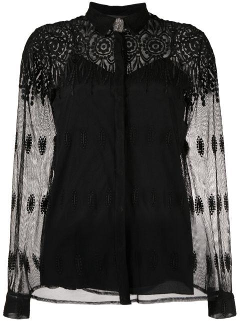 lace-detail semi-sheer shirt by FABIANA FILIPPI