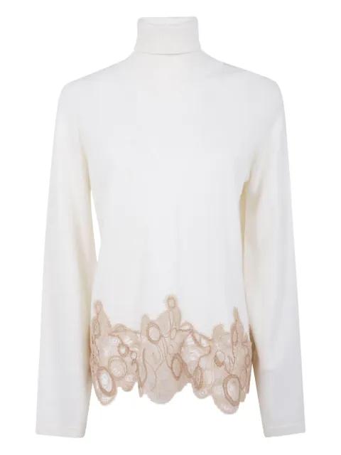 lace-trimmed turtleneck sweater by FABIANA FILIPPI