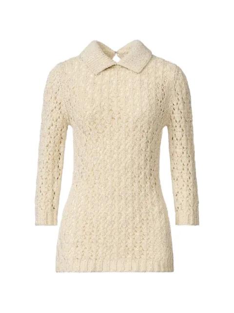 polo-collar openwork-construction sweater by FABIANA FILIPPI