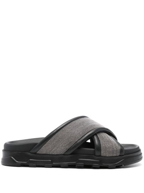 rhinestone-embellished leather slides by FABIANA FILIPPI