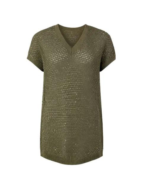 sequin-embellished open-knit top by FABIANA FILIPPI