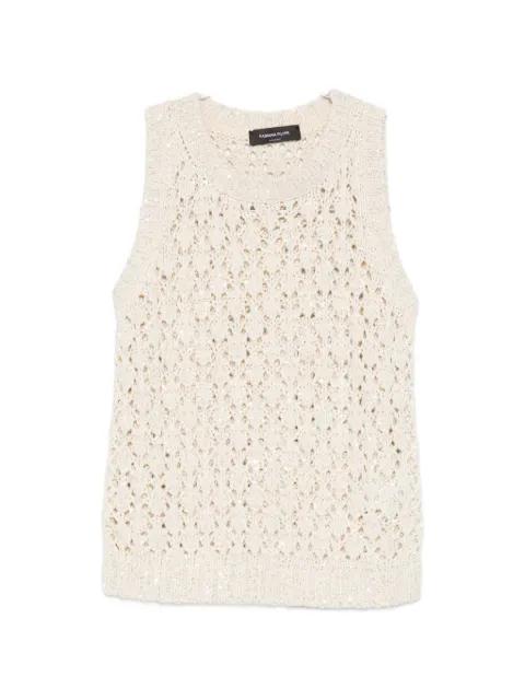 sequin-embellished open-knit vest by FABIANA FILIPPI