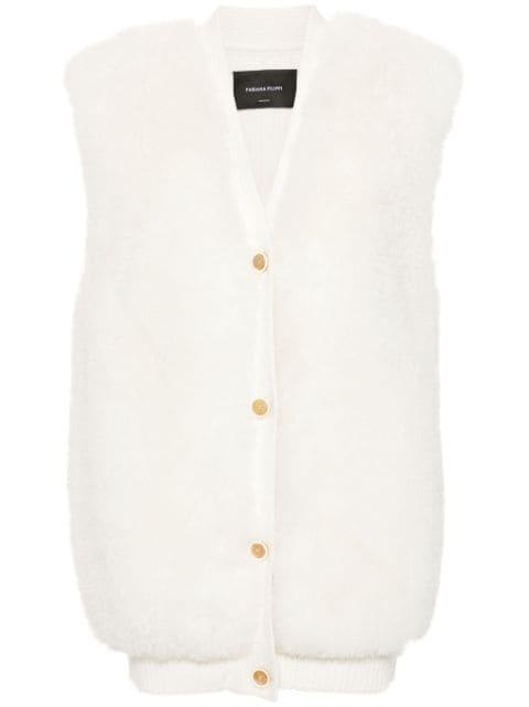 shearling sleeveless cardigan by FABIANA FILIPPI