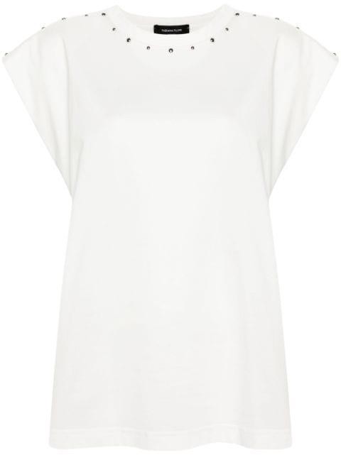 studed cap-sleeve cotton top by FABIANA FILIPPI