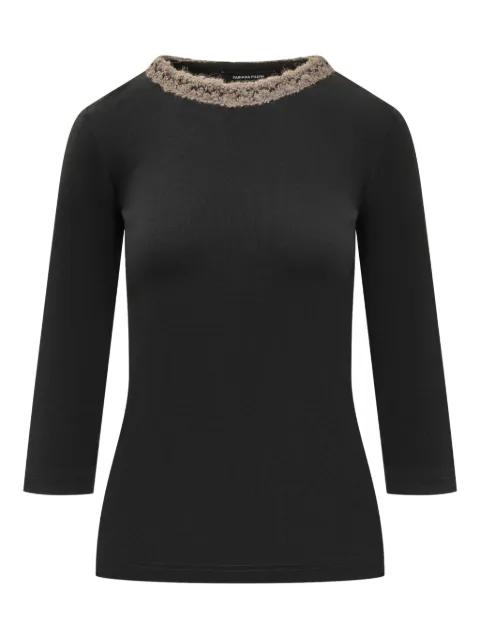 three-quarter sleeve embellished neckline top by FABIANA FILIPPI