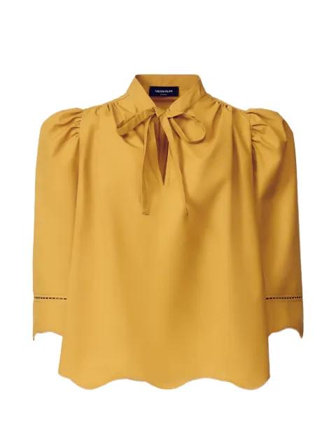 tie-neckline puffed sleeve top by FABIANA FILIPPI