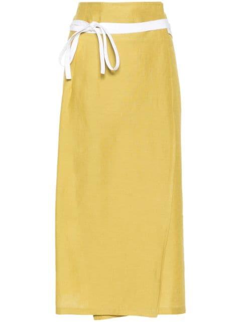 wraparound linen midi skirt by FABIANA FILIPPI