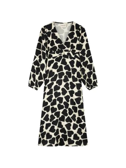 Andy heart-print V-neck midi dress by FABIENNE CHAPOT
