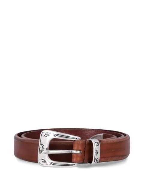 engraved buckle leather belt by FABRIZIO MANCINI